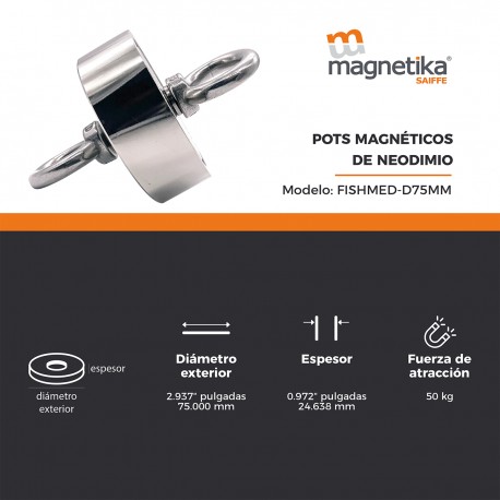 FISH MAGNET NDFE D75 mm doble argolla